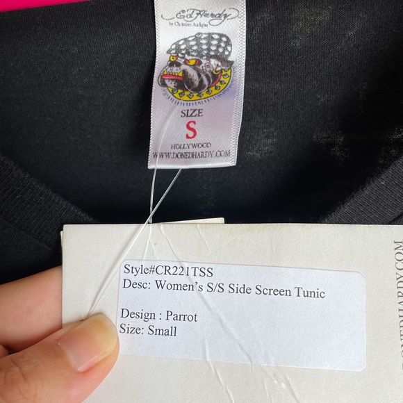 🦜🌴🦋💛Ed Hardy by Christian Audigier long tee🖤 - Picture 6 of 8